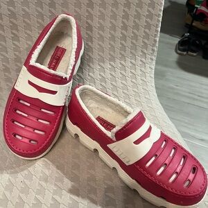 Cole Haan White and Pink Flats with Woven Design